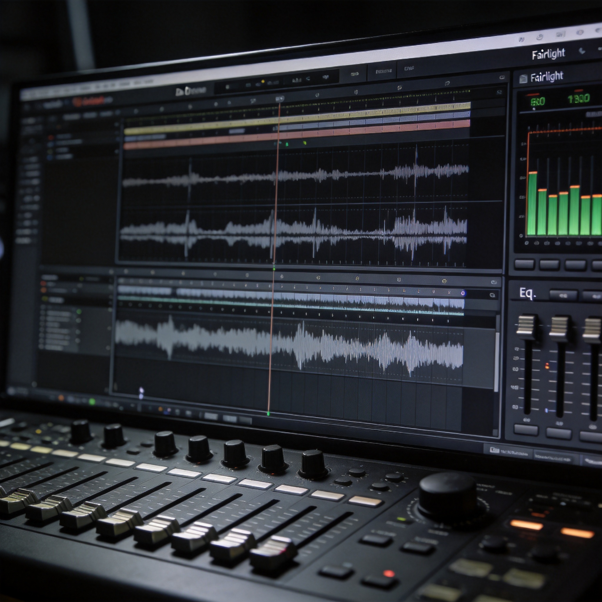 达芬奇软件DaVinci Resolve Fairlight音频编辑界面